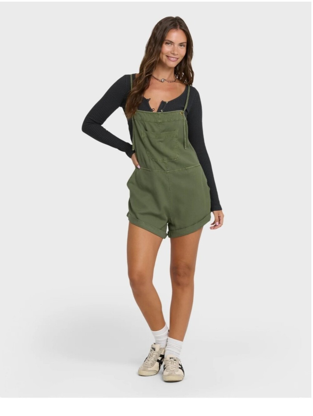 Billabong Wild Pursuit Olive Green Women's Short Overalls Size Medium